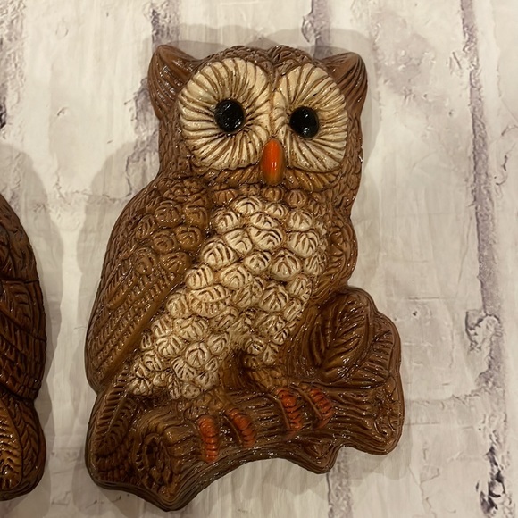 Vintage 70s Owl Pair Set of Two Foam Wall Hangings MCM - Picture 4 of 9
